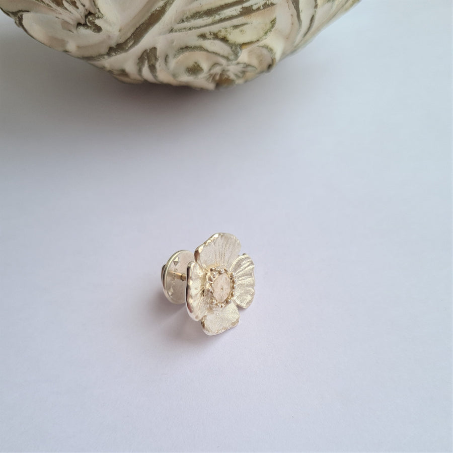 Poppy Pin Brooches in Sterling Silver