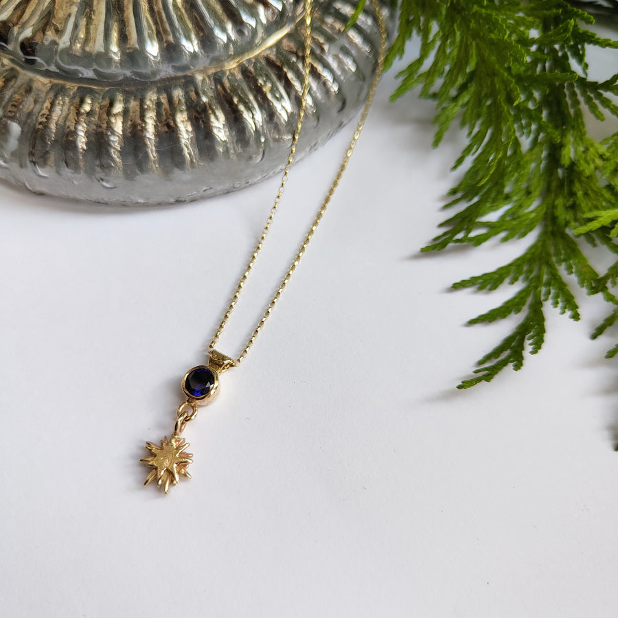 Sapphire with 9ct Gold Star Necklace