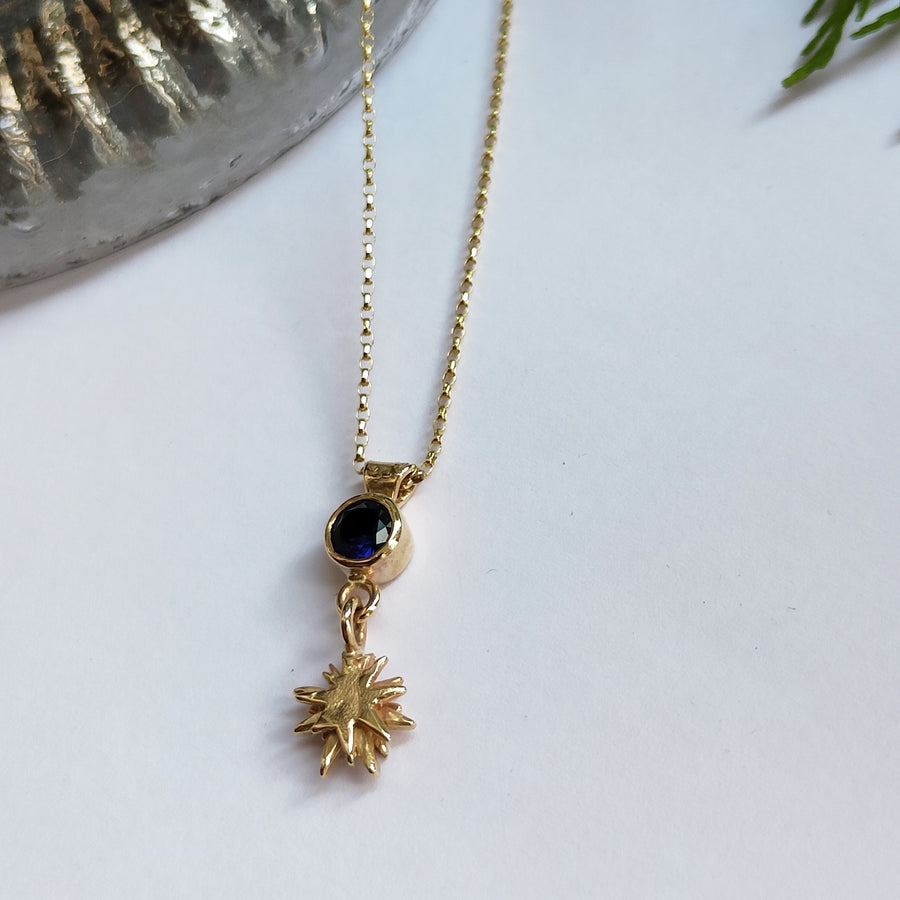 Sapphire with 9ct Gold Star Necklace