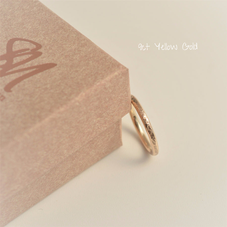 9ct Yellow hammered textured, classic Gold Ring