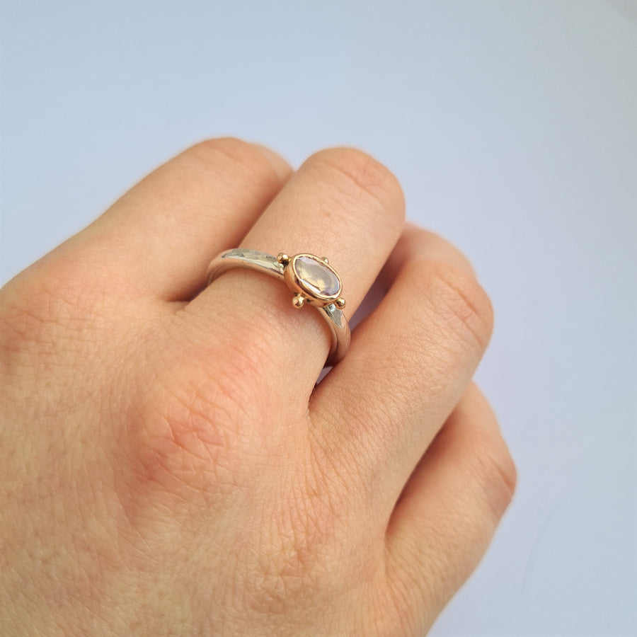 18ct Rose Gold, Decorative Sapphire Sterling Silver Ring