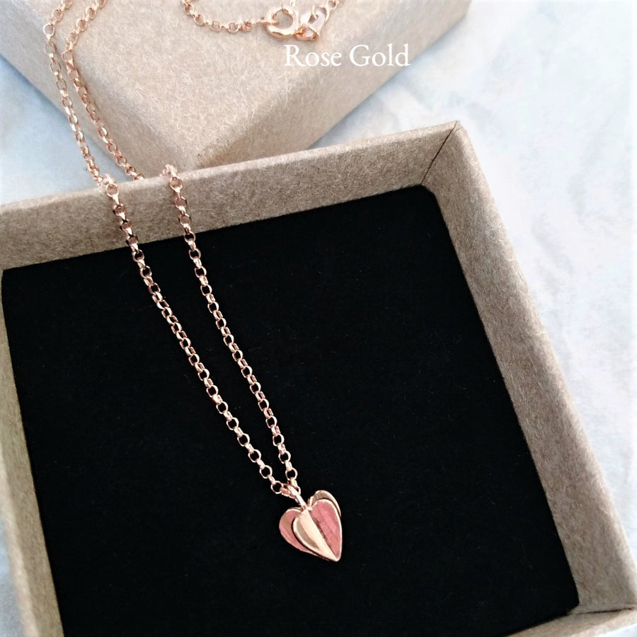 Sweet Hearts Sterling Silver Rose or Yellow Gold plated Necklace